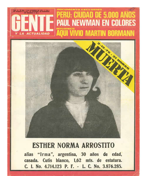 Revista Gente con la muerte de Norma Arrostito